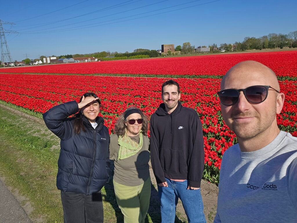 Selfie with tourists in the tulip fields
