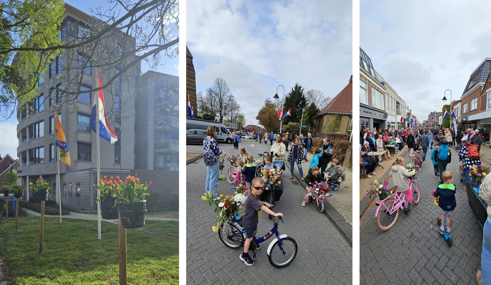Family with decorated bikes at the children's flower parade Sassenheim 2026
